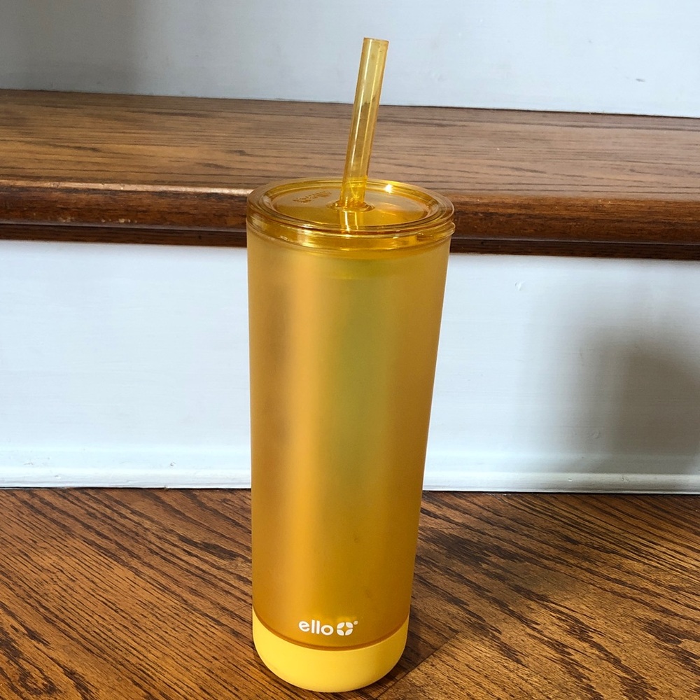 Ello Monterey - Double-Wall Insulated Plastic Tumbler with Built-Straw & Coaster